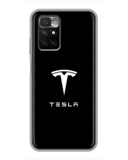 Чехол для Xiaomi Redmi 10 с картинкой «Tesla White Logo»