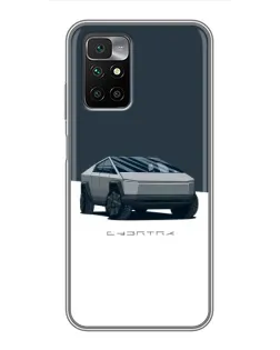 Чехол для Xiaomi Redmi 10 с картинкой «Серебристый Cybertruck Tesla»
