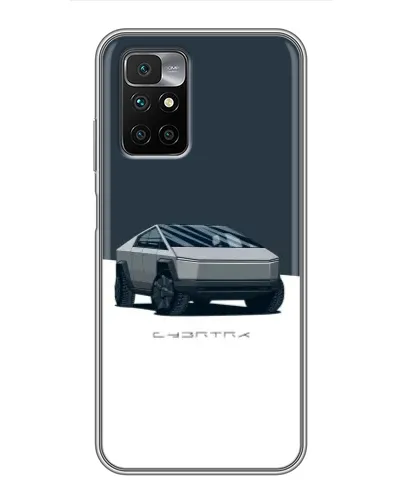 Чехол для Xiaomi Redmi 10 с картинкой «Серебристый Cybertruck Tesla»