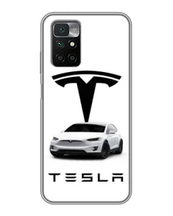 Чехол для Xiaomi Redmi 10 с картинкой «Tesla White Style»