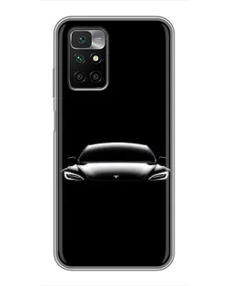Чехол для Xiaomi Redmi 10 с картинкой «Фары Tesla Night»