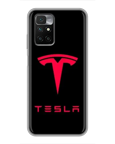Чехол для Xiaomi Redmi 10 с картинкой «Tesla Red Logo»