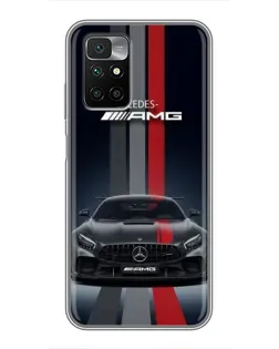 Чехол для Xiaomi Redmi 10 с картинкой «Mercedes — белый карбон»