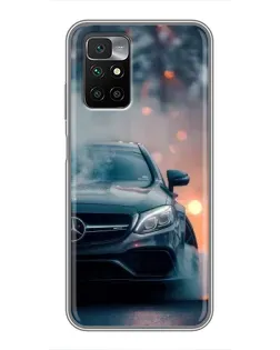 Чехол для Xiaomi Redmi 10 с картинкой «Mercedes — ночной город»