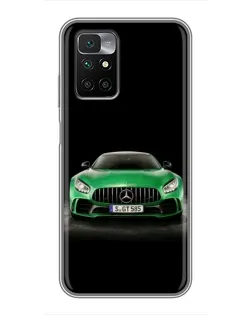 Чехол для Xiaomi Redmi 10 с картинкой «Mercedes — неоновый лого»