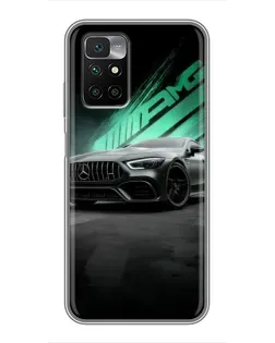 Чехол для Xiaomi Redmi 10 с картинкой «Темный Mercedes AMG»