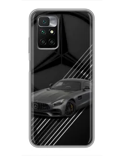 Чехол для Xiaomi Redmi 10 с картинкой «Mercedes AMG — графика»