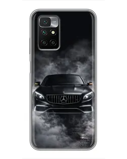 Чехол для Xiaomi Redmi 10 с картинкой «Mercedes в дыму»