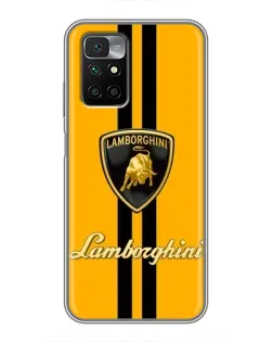 Чехол для Xiaomi Redmi 10 с картинкой «Lamborghini Stripe желтый»
