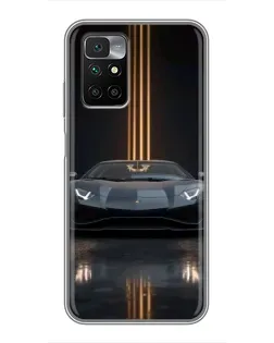 Чехол для Xiaomi Redmi 10 с картинкой «Lamborghini золотые линии»