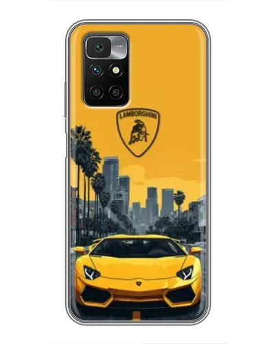 Чехол для Xiaomi Redmi 10 с картинкой «Желтый Lamborghini город»
