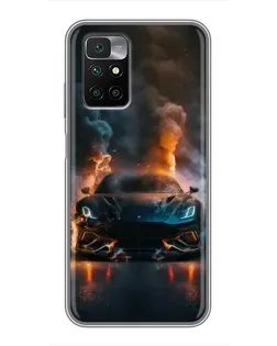 Чехол для Xiaomi Redmi 10 с картинкой «Lamborghini дымная эстетика»