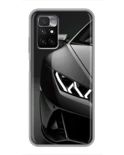 Чехол для Xiaomi Redmi 10 с картинкой «Lamborghini фары детализация»