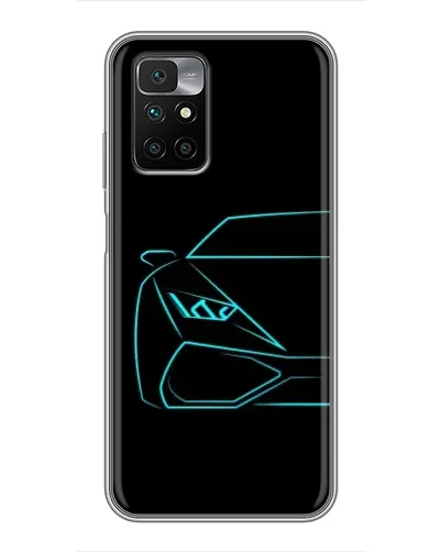 Чехол для Xiaomi Redmi 10 с картинкой «Голубой силуэт Lamborghini»