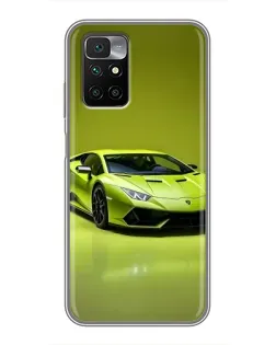 Чехол для Xiaomi Redmi 10 с картинкой «Салатовый Lamborghini Huracan»