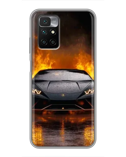 Чехол для Xiaomi Redmi 10 с картинкой «Lamborghini в огне»