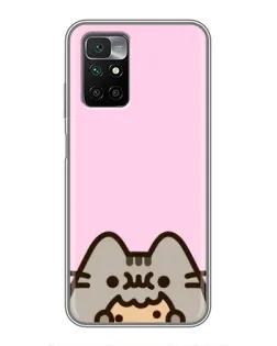 Чехол для Xiaomi Redmi 10 с картинкой «Pusheen и печенье»