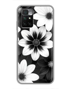 Чехол для Xiaomi Redmi 10 с картинкой «Монохромные астры»