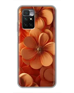 Чехол для Xiaomi Redmi 10 с картинкой «Оранжевый макро цветок»