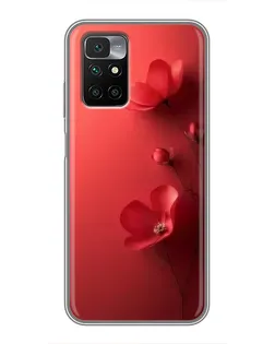 Чехол для Xiaomi Redmi 10 с картинкой «Маковые соцветия»