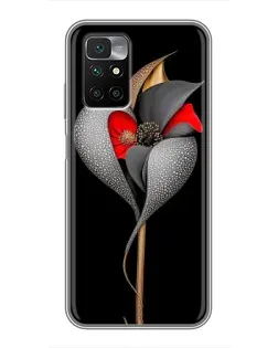 Чехол для Xiaomi Redmi 10 с картинкой «Серебряный фантазийный цветок»