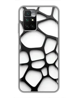 Чехол для Xiaomi Redmi 10 с картинкой «Белая объемная сетка»