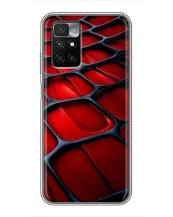 Чехол для Xiaomi Redmi 10 с картинкой «Красная глянцевая сетка»