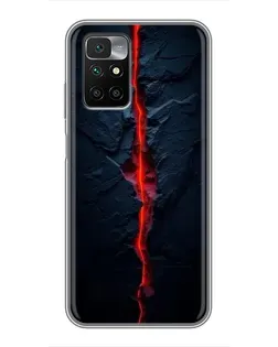 Чехол для Xiaomi Redmi 10 с картинкой «Kрасная лавовая трещина»