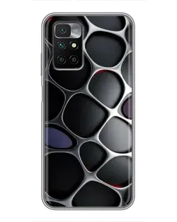 Чехол для Xiaomi Redmi 10 с картинкой «Объемная темная решетка»