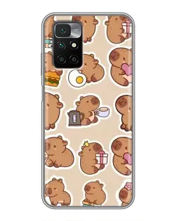 Чохол для Xiaomi Redmi 10 з картинкою «Капібари паттерн»
