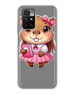 Чохол для Xiaomi Redmi 10 з картинкою «Дівчинка капібара»