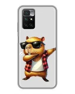 Чохол для Xiaomi Redmi 10 з картинкою «Капібара репер даб»