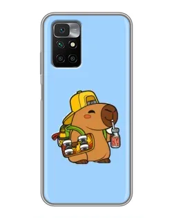 Чохол для Xiaomi Redmi 10 з картинкою «Капібара на скейті»