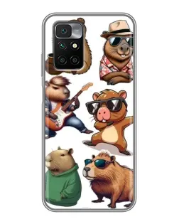 Чохол для Xiaomi Redmi 10 з картинкою «Круті капібари музиканти»