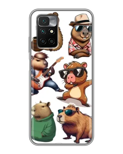 Чохол для Xiaomi Redmi 10 з картинкою «Круті капібари музиканти»