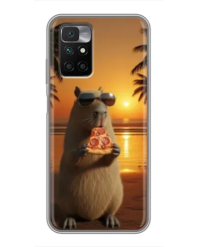 Чохол для Xiaomi Redmi 10 з картинкою «Капібара з піцою»