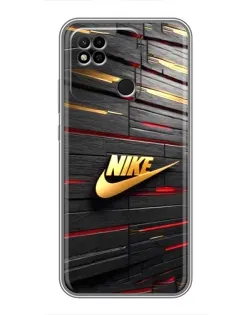Чехол для Xiaomi Redmi 10A с картинкой «Золотой Nike на металле»