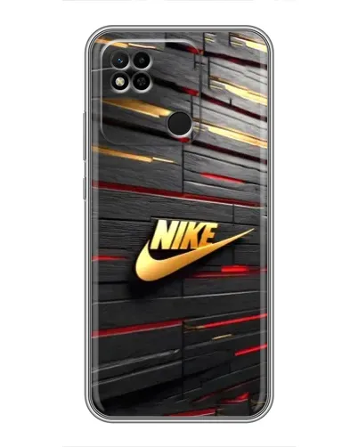 Чехол для Xiaomi Redmi 10A с картинкой «Золотой Nike на металле»