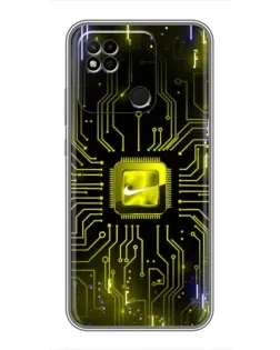 Чехол для Xiaomi Redmi 10A с картинкой «Nike — золотая искра»