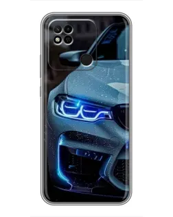 Чехол для Xiaomi Redmi 10A с картинкой «Взгляд BMW с синими фарами»
