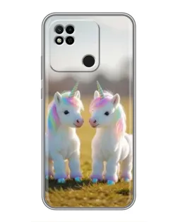 Чехол для Xiaomi Redmi 10A с картинкой «Пара единорогов»