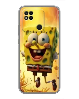 Чехол для Xiaomi Redmi 10A с картинкой «Губка Боб прыгает»
