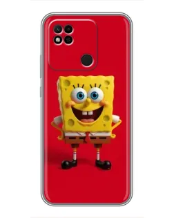 Чехол для Xiaomi Redmi 10A с картинкой «Спанч Боб на красном»