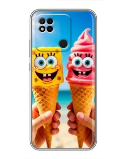 Чехол для Xiaomi Redmi 10A с картинкой «Спанч Боб мороженое»