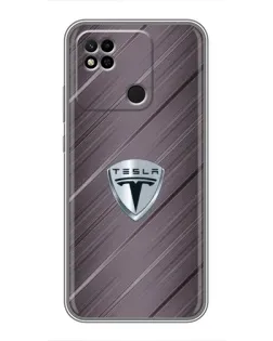 Чехол для Xiaomi Redmi 10A с картинкой «Металлическая текстура Tesla»