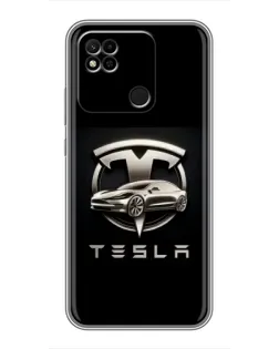 Чехол для Xiaomi Redmi 10A с картинкой «Tesla — серебристое авто»