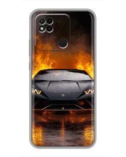 Чехол для Xiaomi Redmi 10A с картинкой «Lamborghini в огне»
