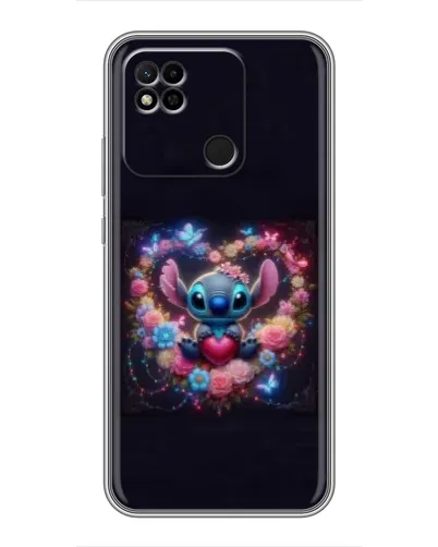 Чехол для Xiaomi Redmi 10A с картинкой «Stitch в цветах»