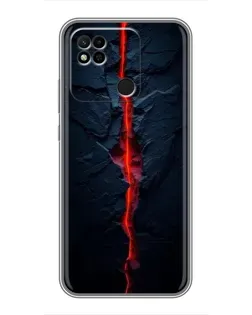 Чехол для Xiaomi Redmi 10A с картинкой «Kрасная лавовая трещина»