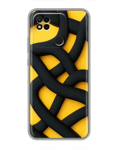 Чехол для Xiaomi Redmi 10A с картинкой «Черное желтое переплетение»